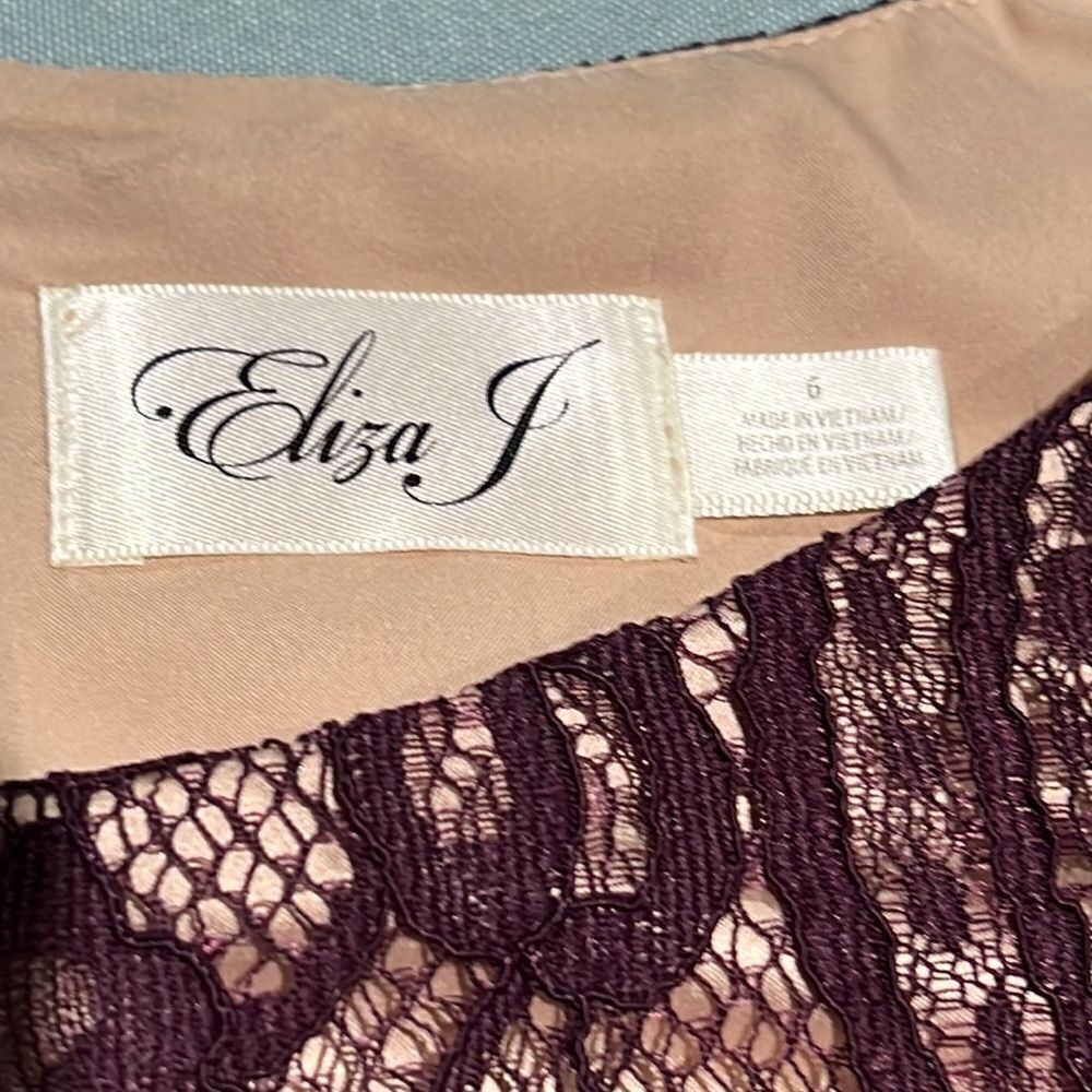 Eliza J. Lace Plum Cocktail Dress Size 6‎ D41 - Picture 8 of 13